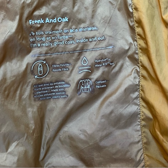 Frank & Oak Unisex Mustard Hooded Windbreaker Jacket - Picture 8 of 16